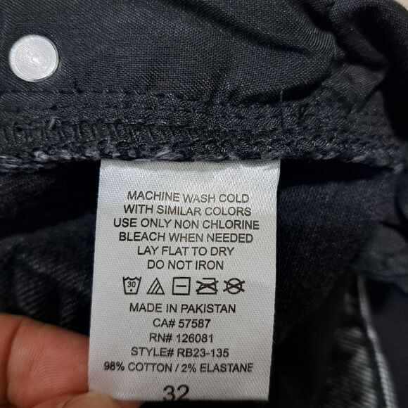 Reason Two Tone Gothic Western Skinny Flare Denim Jeans Size 32W Charcoal NWT - Picture 7 of 13